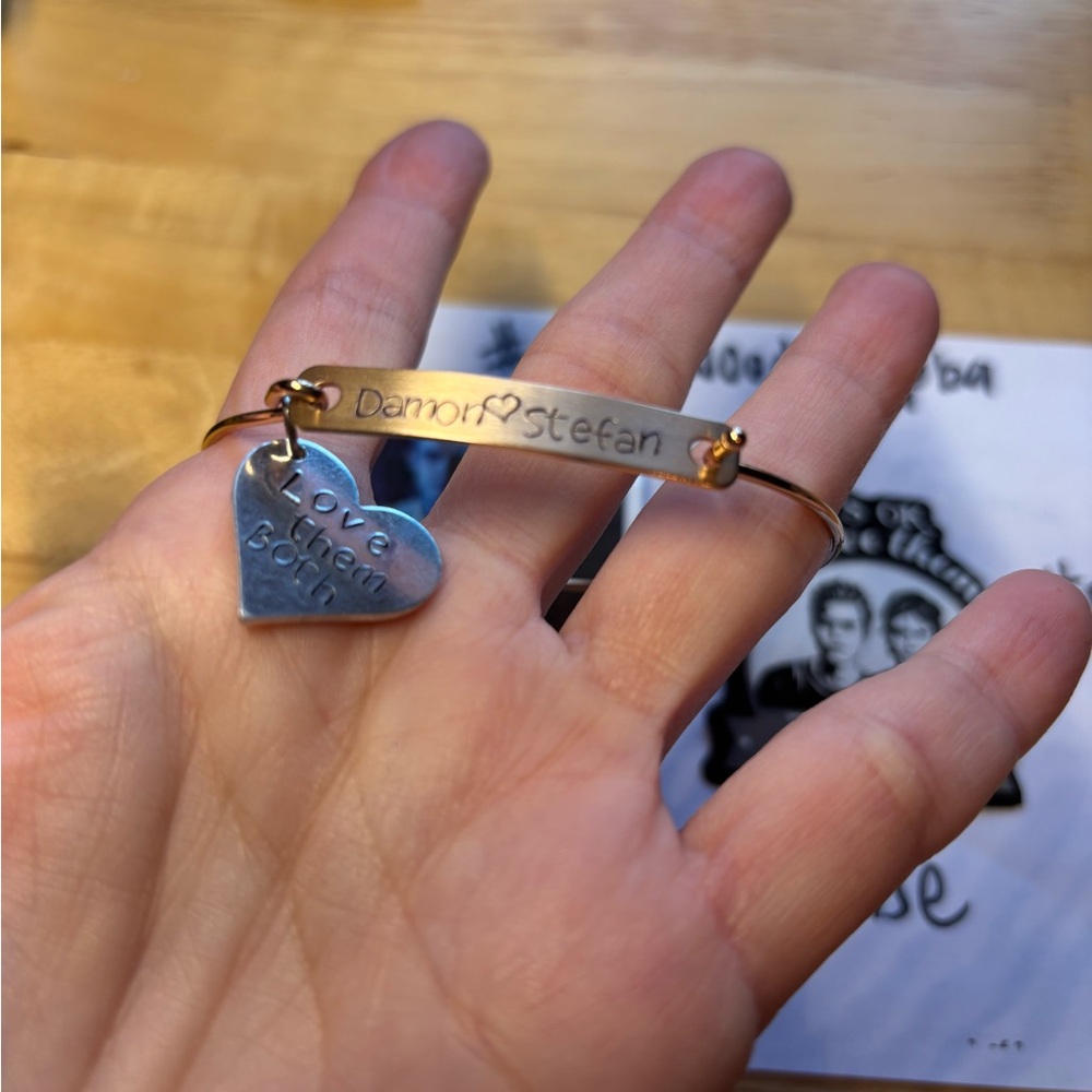 Damon Stefan Love them Both Custom Bracelet with Heart Charm TVD+